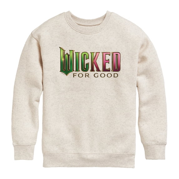 Wicked - Green To Pink Logo Graphic Long Sleeve Fleece Sweatshirt