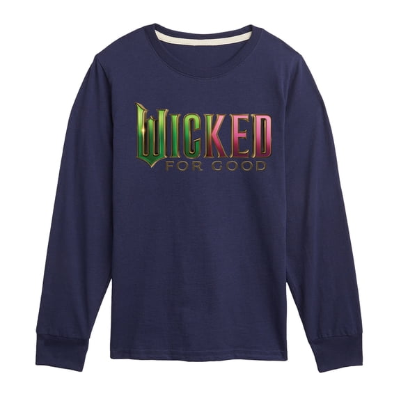 Wicked - Green To Pink Logo - Youth Long Sleeve Graphic T-Shirt