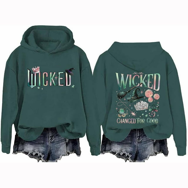 Wicked Hoodie for Women Casual Long Sleeve Pullover Witch Print Hooded ...