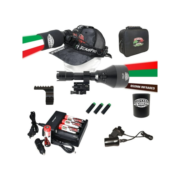 Wicked Hunting Lights A75iC LED & ScanPro iC LED 3-Color-In-1 GEN4 Combo Kit, Black