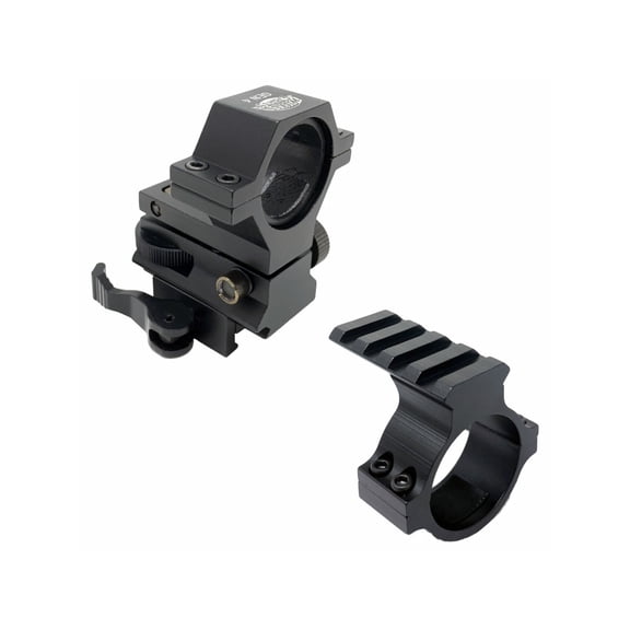 Wicked Hunting Lights GEN4 Quick Detach Adjustable Light Mount & 1in&30mm Picatinny Scope Mount Combo Kit, Black