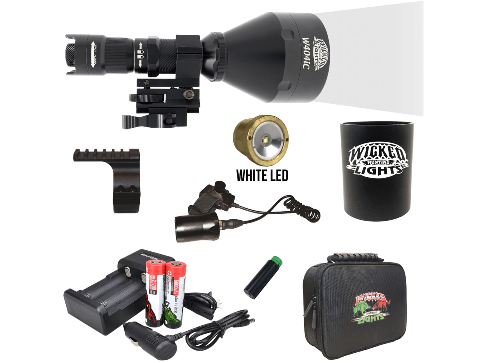 Wicked Hunting Lights W404iC Night Hunting Light Kit, White,