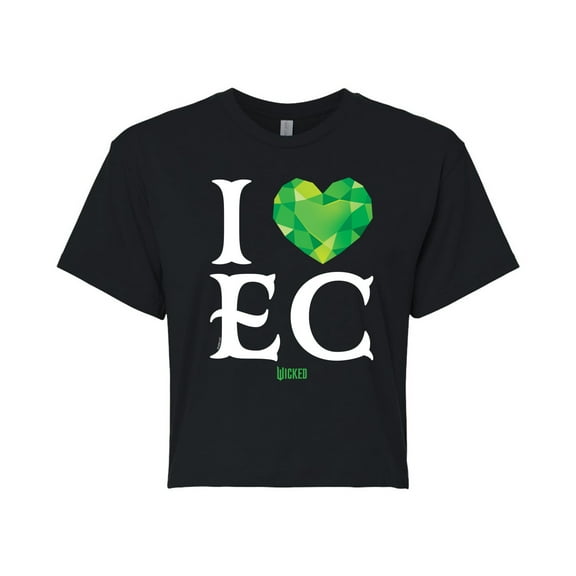 Wicked - I Heart Emerald City - Juniors Cropped Graphic T-Shirt