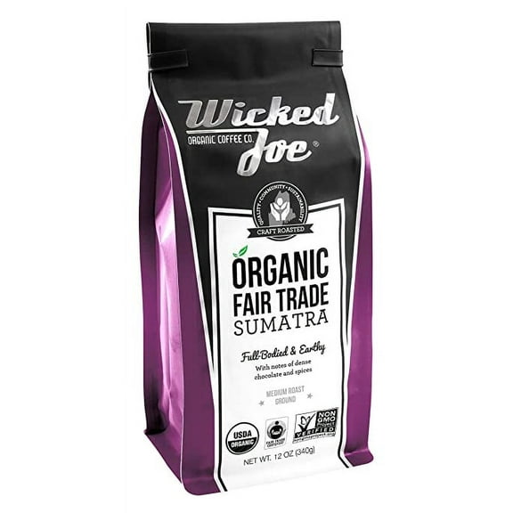 Wicked Joe Organic Ground Coffee Medium Roast Sumatra -- 12 oz Pack of 2