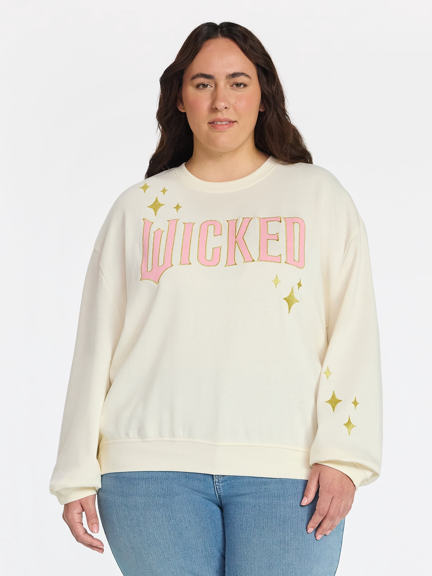Wicked Women’s and Women’s Plus Embroidered Graphic Sweatshirt, Sizes XXS-4X