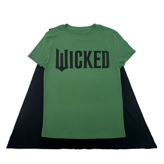 Wicked Logo Junior's Green Crew Neck Short Sleeve Caped Tee-Medium
