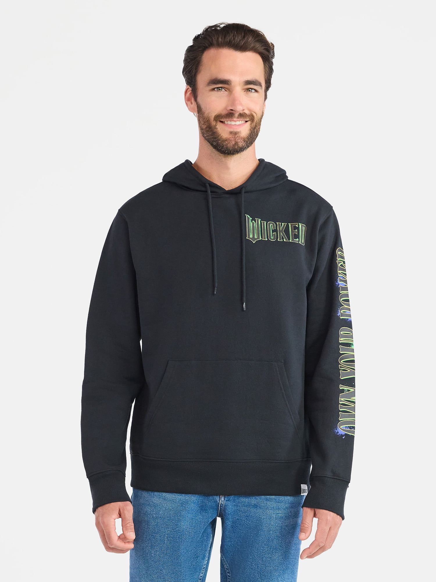 Wicked Men's and Big Men's Front Back Glinda Graphic Hoodie with Long Sleeves, Sizes S-3XL