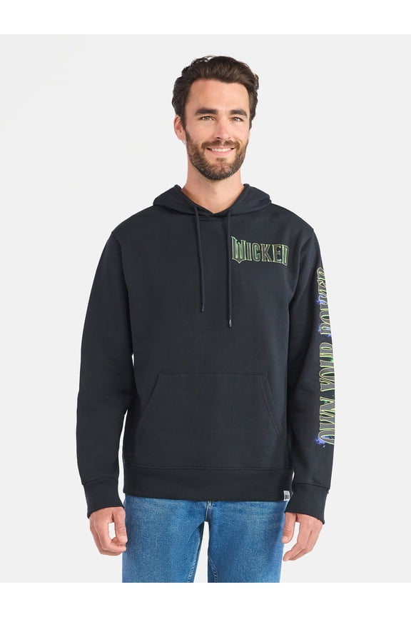 Men's and Big Men's Front Back Glinda Graphic Hoodie with Long Sleeves, Sizes S-3XL