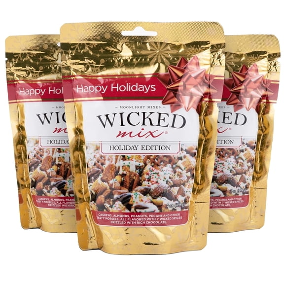 Wicked Mix Holiday Edition Snack Mix with Drizzled Chocolate & Colorful Sprinkles, 6oz (Pack of 3)