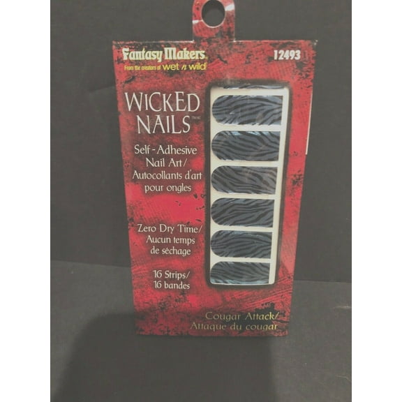 Wicked Nails Cougar Attack Nail Strips New 12493 Animal Print Art NEW