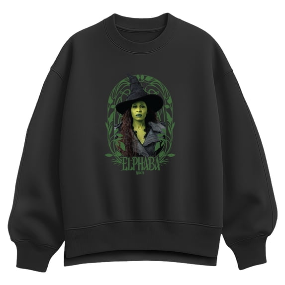 Wicked - Noveau Frame Elphaba - Ladies Oversized Fleece Crew Sweatshirt