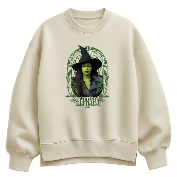 Wicked - Noveau Frame Elphaba - Ladies Oversized Fleece Crew Sweatshirt