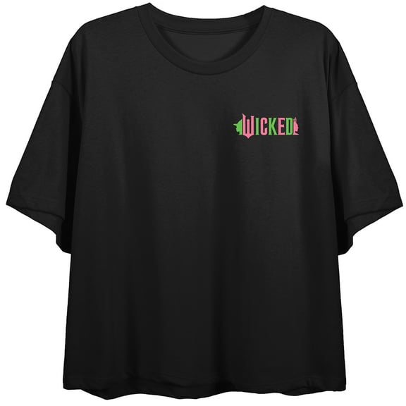 Wicked Part 1 A City Of Emeralds Women's Black Crew Neck Short Sleeve Crop Top-Small