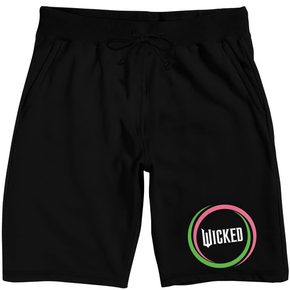 Wicked Part 1 Circle Logo Adult Black Sleep Pajama Shorts-Medium