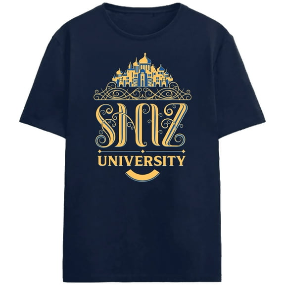 Wicked Part 1 Shiz University Crown Adult Navy Crew Neck Short Sleeve T-shirt-Medium