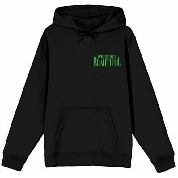 Wicked Part 1 Wickedly Beautiful Women's Black Long Sleeve Fleece Hooded Sweatshirt-Medium