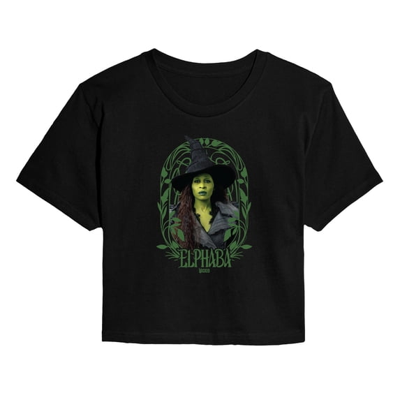 Wicked: Part 2 - Art Noveau Elphaba - Juniors Cropped Short Sleeve Graphic T-Shirt