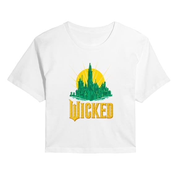 Wicked: Part 2 -  Emerald City - Juniors Cropped Short Sleeve Graphic T-Shirt
