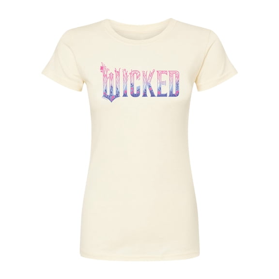 Wicked: Part 2 -  Floral Ombre Logo - Juniors Fitted Short Sleeve Graphic T-Shirt