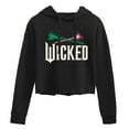 thumbnail image 1 of Wicked: Part 2 -  Wand And Broomstick Logo - Juniors Cropped Long Sleeve Fleece Hoodie, 1 of 5
