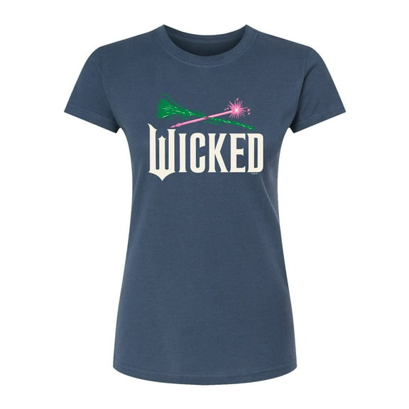 Wicked: Part 2 -  Wand And Broomstick Logo - Juniors Fitted Short Sleeve Graphic T-Shirt
