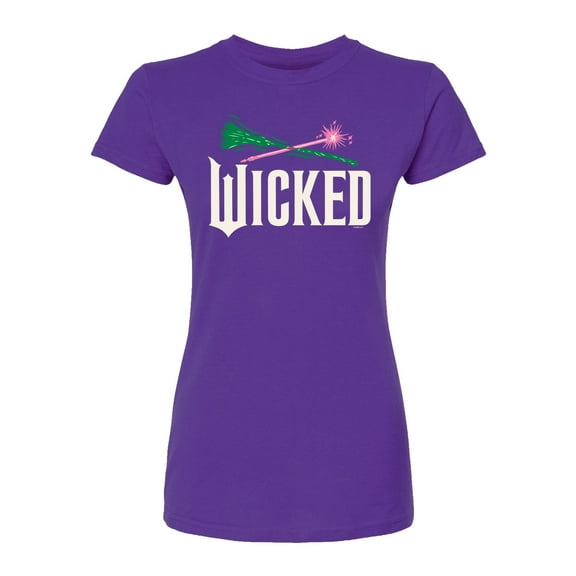 Wicked: Part 2 -  Wand And Broomstick Logo - Juniors Fitted Short Sleeve Graphic T-Shirt