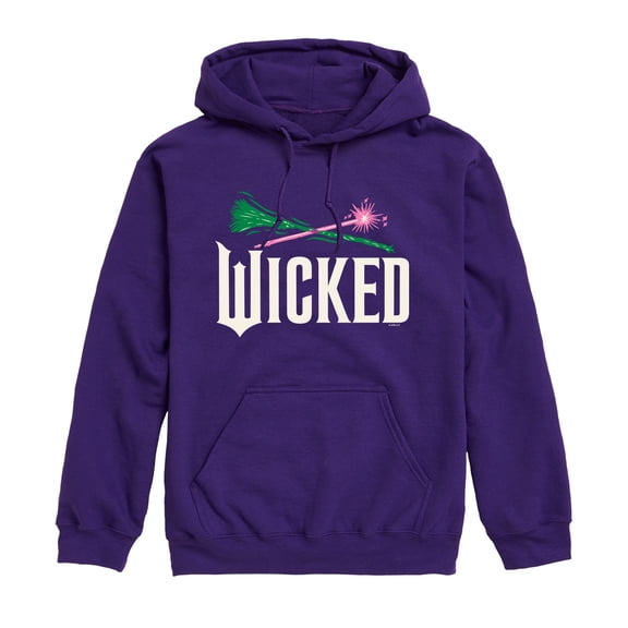 Wicked: Part 2 - Wand And Broomstick Logo -Mens Long Sleeve Fleece Pullover Hoodie