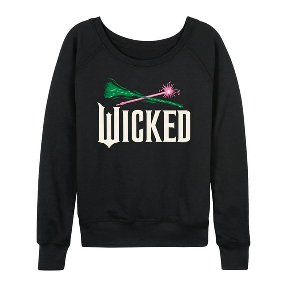 Wicked: Part 2 -  Wand And Broomstick Logo - Women's French Terry Long Sleeve Pullover