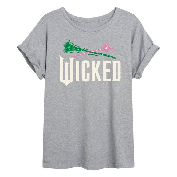 Wicked: Part 2 -  Wand And Broomstick Logo - Women's Oversized Graphic T-Shirt