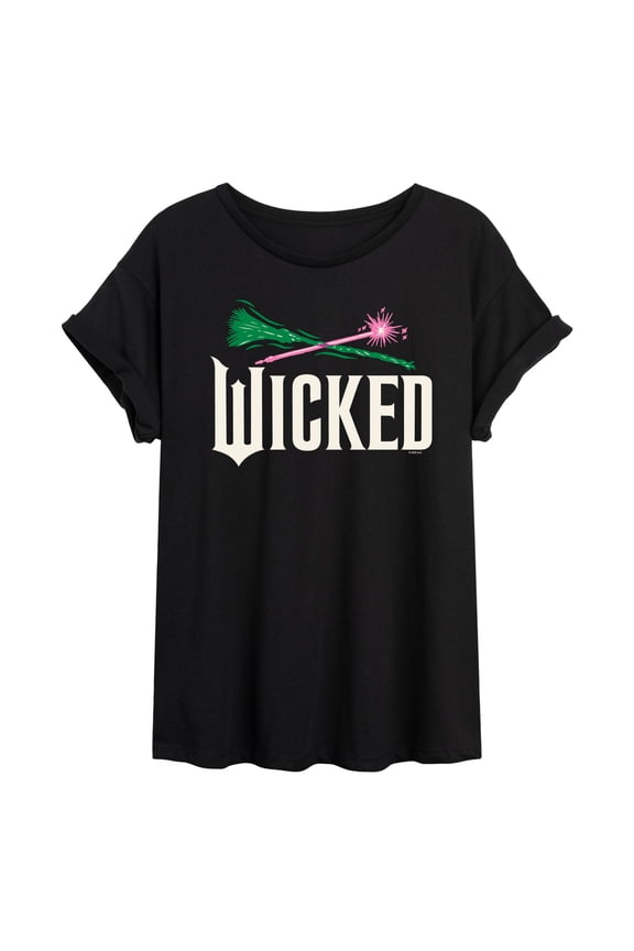 : Part 2 - Wand And Broomstick Logo - Women's Oversized Graphic T-Shirt