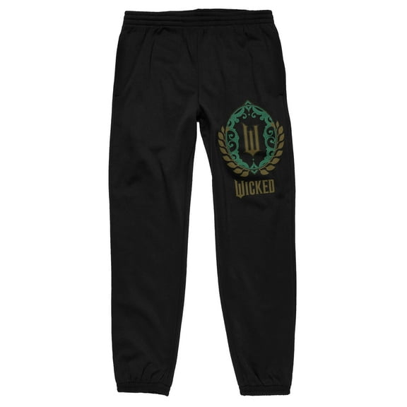 Wicked Part I W Filigree Emblem Adult Black Jogger Pants-Medium