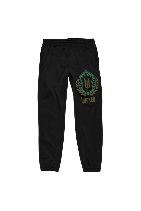 Wicked Part I W Filigree Emblem Adult Black Jogger Pants-XL