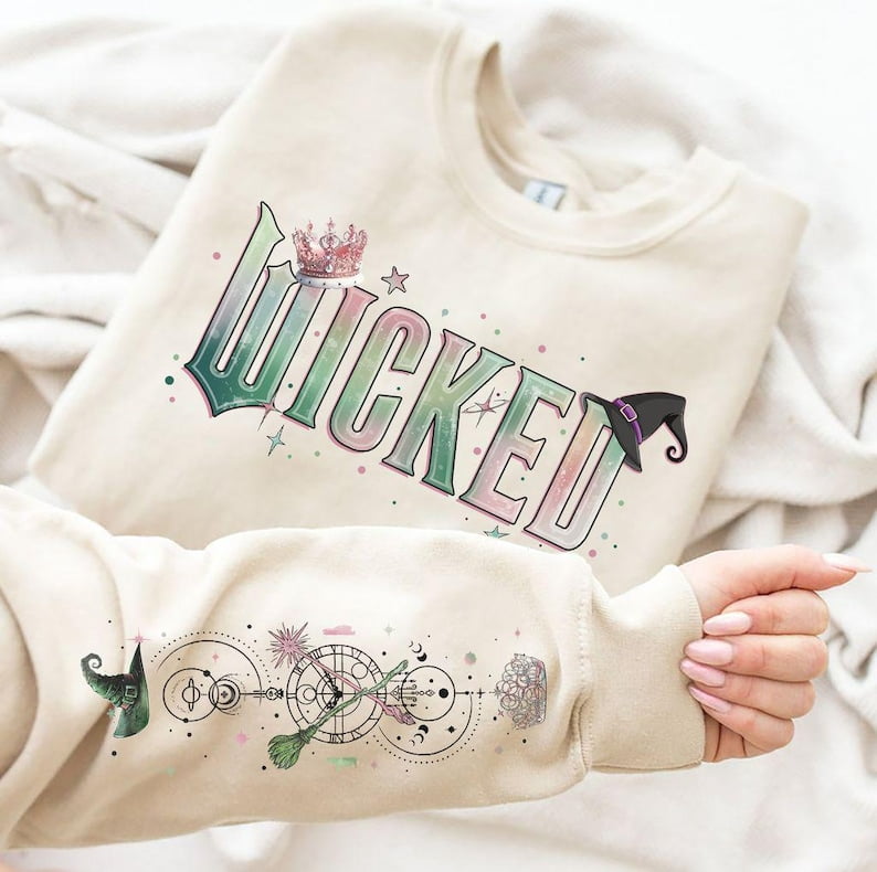 Wicked Pastel Print Sweatshirt | Magical Letter Graphic Cozy Pullover ...