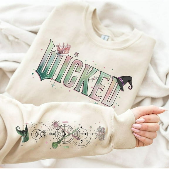 Wicked Pastel Print Sweatshirt | Magical Letter Graphic Cozy Pullover for Women
