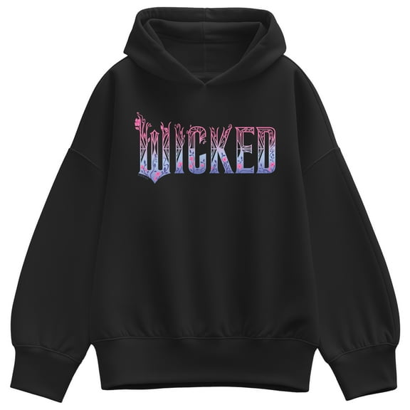 Wicked -   Pink Blue Logo - Ladies Oversized Fleece Hoodie Sweatshirt