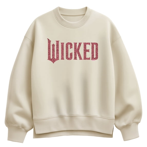 Wicked - Pink Glitter Logo - Women's Oversized Fleece Crew Sweatshirt
