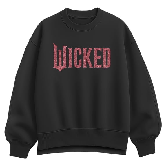 Wicked - Pink Glitter Logo - Women's Oversized Fleece Crew Sweatshirt