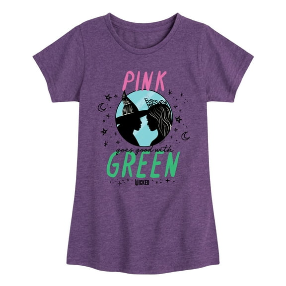 Wicked - Pink Goes Good With Green - Girls Toddler and Youth Fitted Short Sleeve Graphic Tee