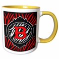 thumbnail image 1 of 3drose, Wicked Red Zebra Initial Letter B, 11oz Two-tone Yellow Mug, 1 of 6