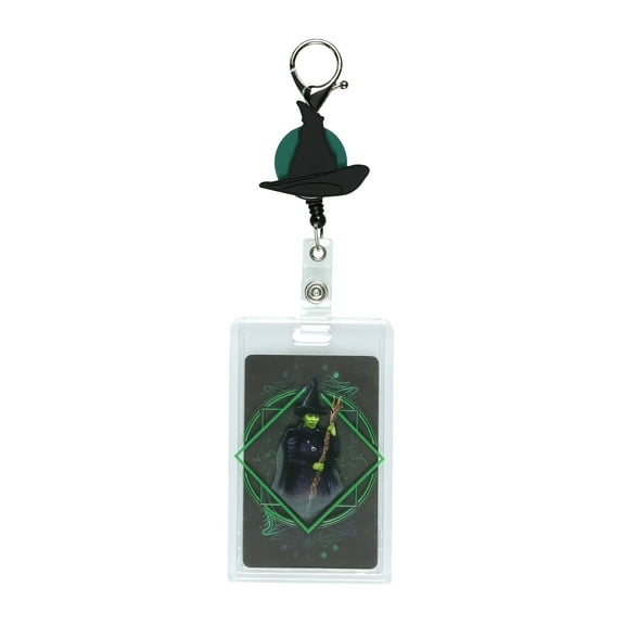 Wicked Retractable Reel Lanyard Hard Plastic ID Badge Holder Elphaba Witch Hat Keychain