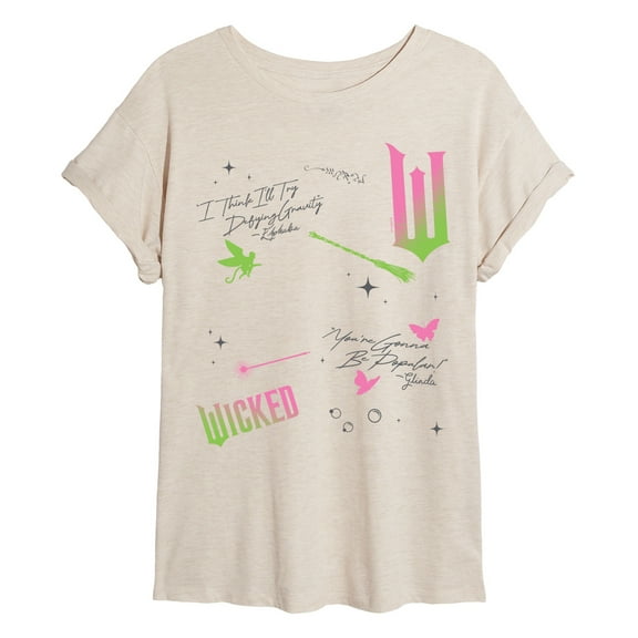 Wicked - Scatter Lyrics Oversized - Oversized Graphic T-Shirt