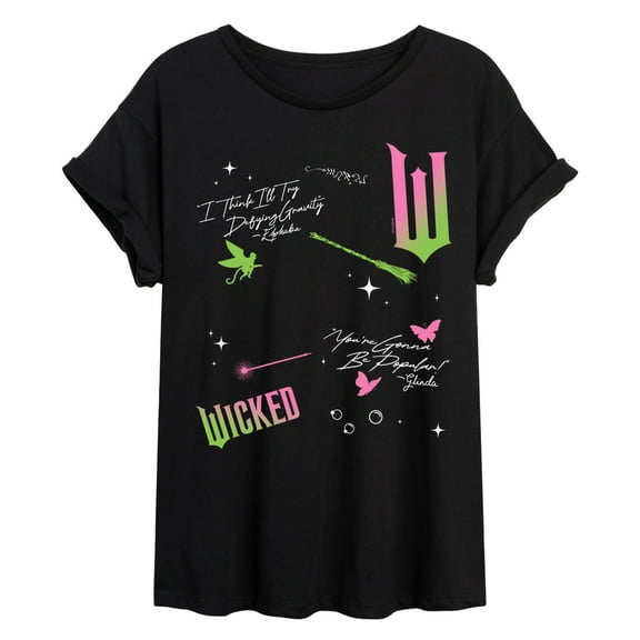 Wicked - Scatter Lyrics Oversized - Oversized Graphic T-Shirt