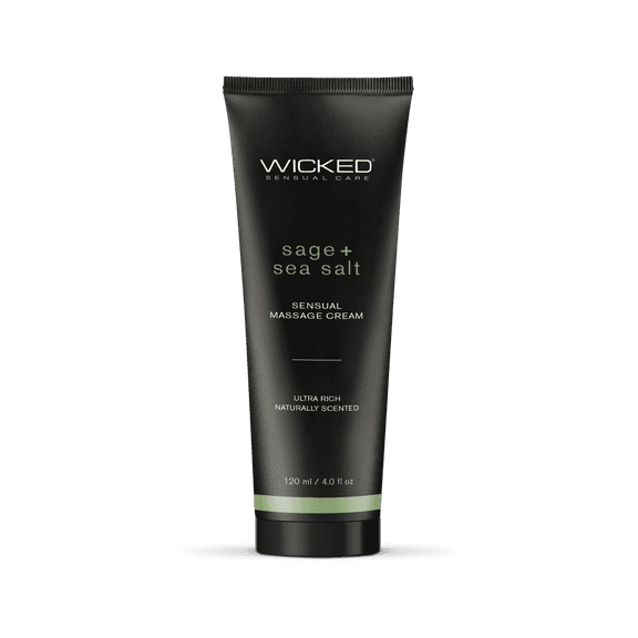 Wicked sensual care Scented Massage Cream, Natural Scented, Gel for Couples, Sage+Sea Salt, 4 oz.