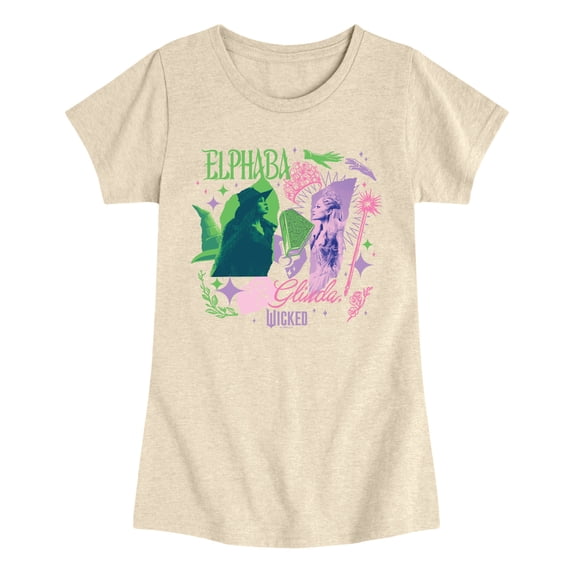 Wicked - Scrapbook Elphaba and Glinda - Youth Girls Fitted Short Sleeve T-Shirt
