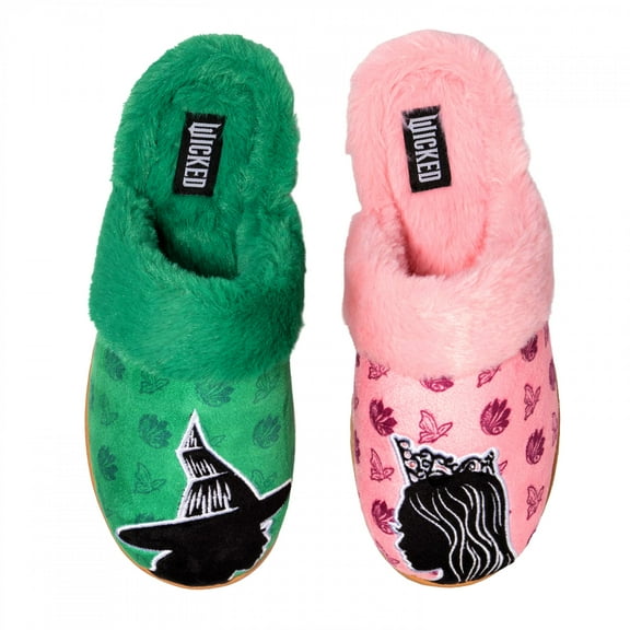Wicked Silhouettes Green and Pink Women's Platform Slippers-S 5/6
