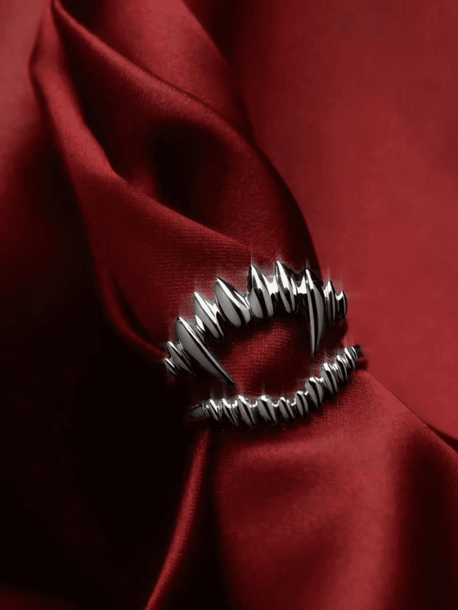 Wicked Silk Goth Emo Vampire Fang Ring 2pcs Set - Black - Walmart.com