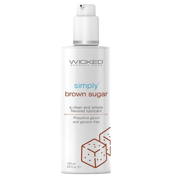 Wicked Simply Aqua Flavored Water Based Personal Lubricant, Paraben-Free, Brown Sugar, 4 oz Gel
