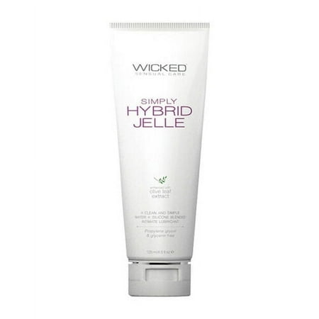 Wicked Simply Hybrid Jelle, Water and Silicone Based Lubricant, Enhanced with Olive Leaf Extract, 4 Oz