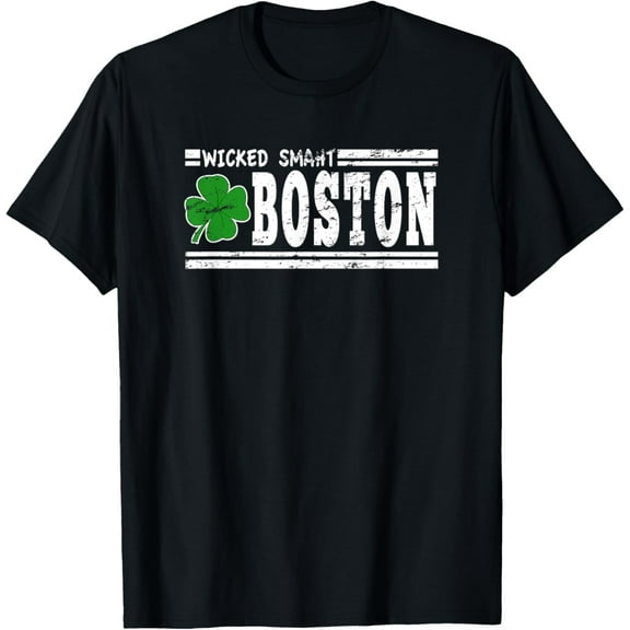 Wicked Smaht Boston Massachusetts Accent Smart MA Distressed T-Shirt