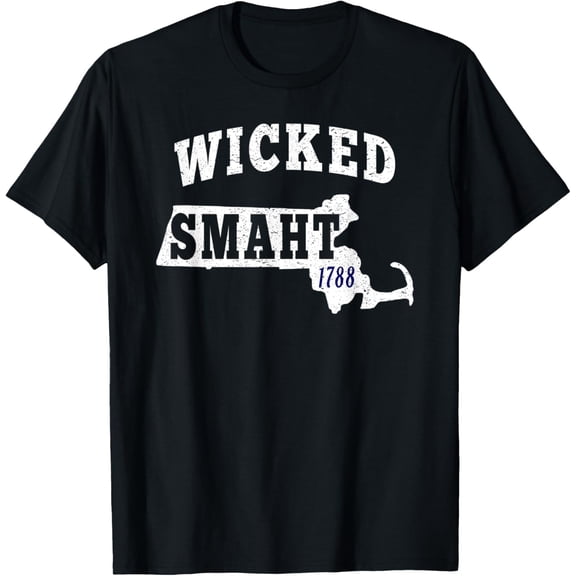 Wicked Smaht Boston Massachusetts MA Vintage Distressed T-Shirt